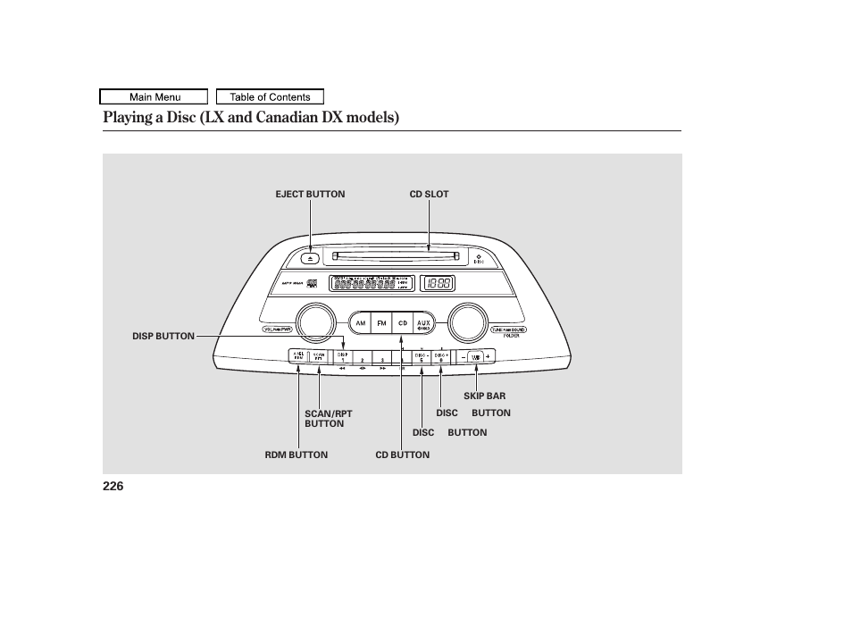 Playing a disc (lx and canadian dx models), 2010 odyssey | HONDA 2010 Odyssey User Manual | Page 229 / 526