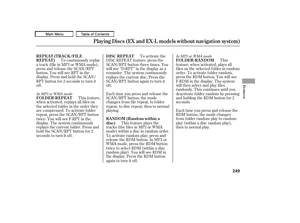 HONDA 2010 Odyssey User Manual | Page 252 / 526