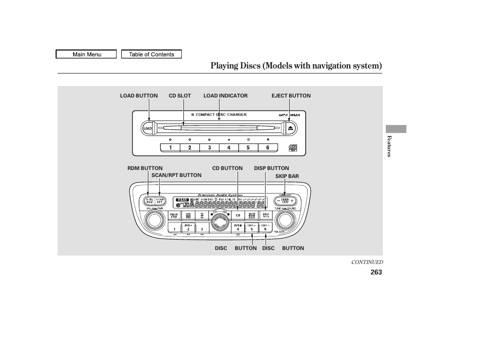 Playing discs (models with navigation system), 2010 odyssey | HONDA 2010 Odyssey User Manual | Page 266 / 526