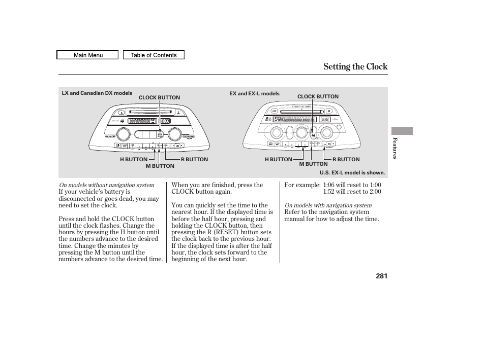 Setting the clock, 2010 odyssey | HONDA 2010 Odyssey User Manual | Page 284 / 526