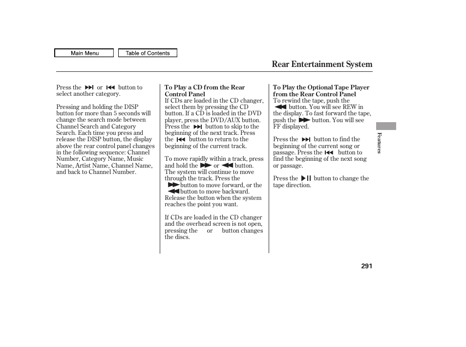 Rear entertainment system | HONDA 2010 Odyssey User Manual | Page 294 / 526