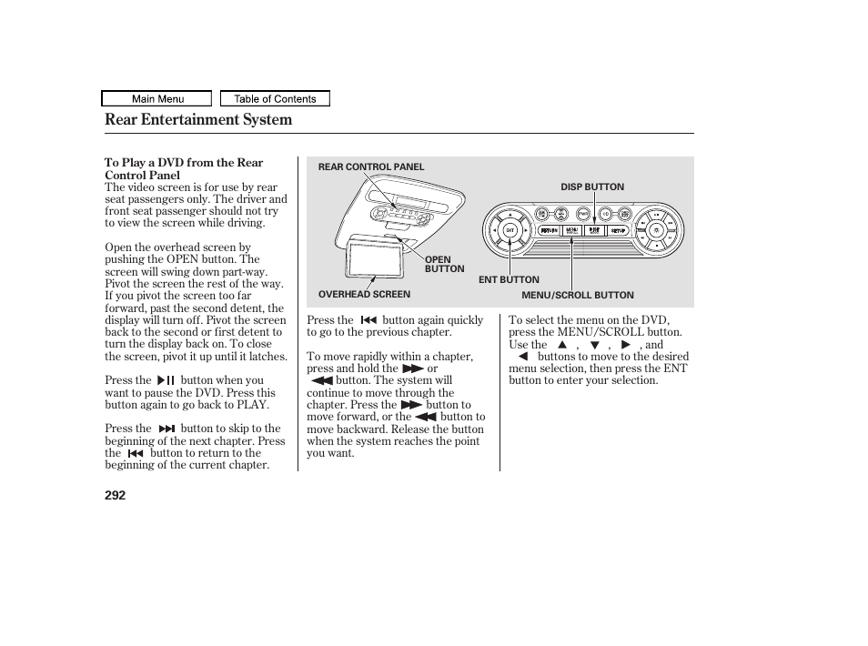 Rear entertainment system | HONDA 2010 Odyssey User Manual | Page 295 / 526