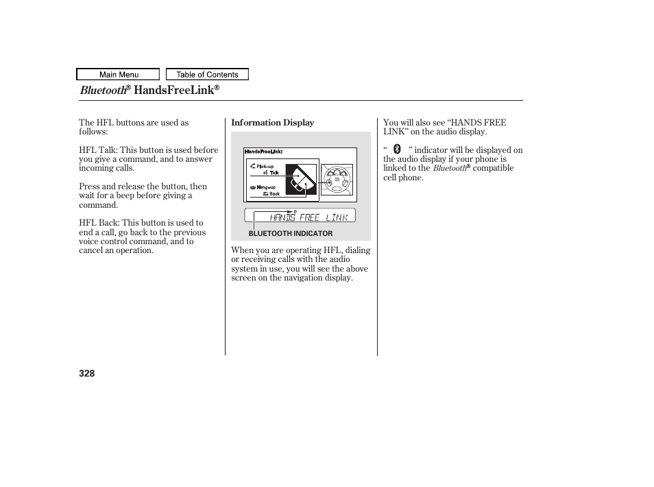 Handsfreelink | HONDA 2010 Odyssey User Manual | Page 331 / 526