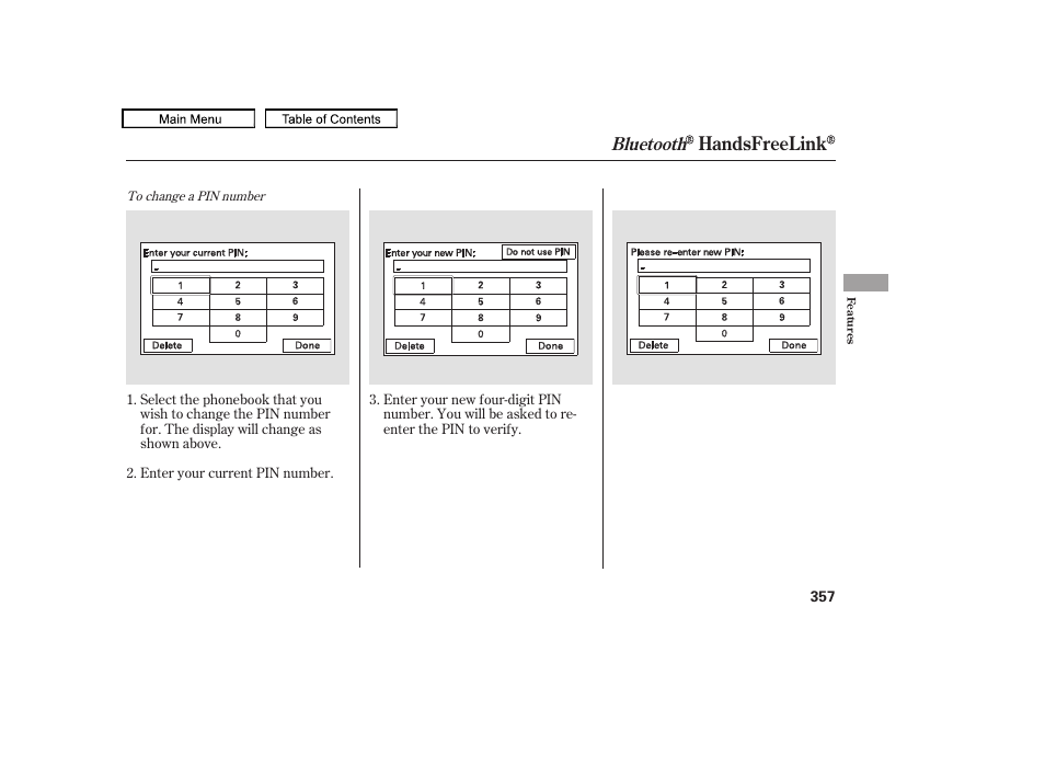 Handsfreelink, Bluetooth | HONDA 2010 Odyssey User Manual | Page 360 / 526