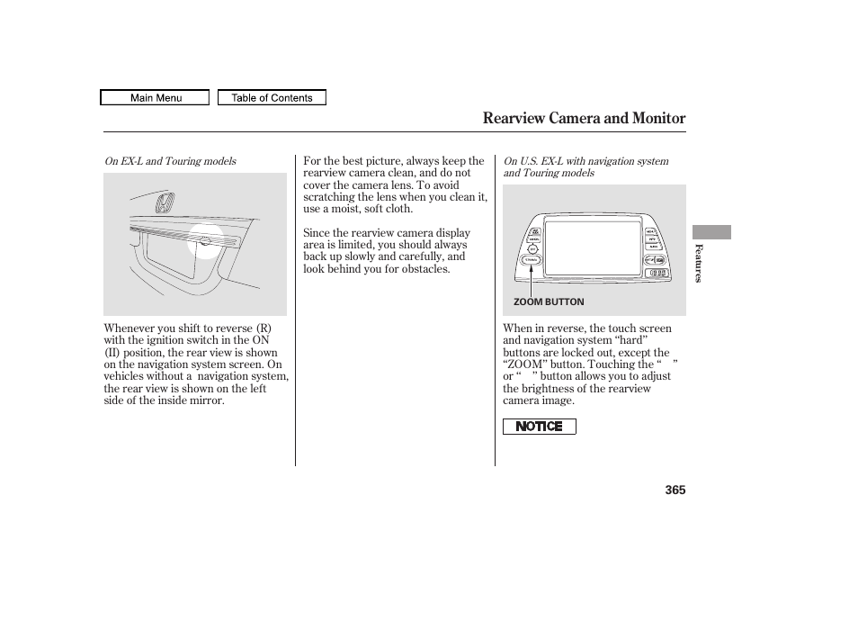 Rearview camera and monitor | HONDA 2010 Odyssey User Manual | Page 368 / 526