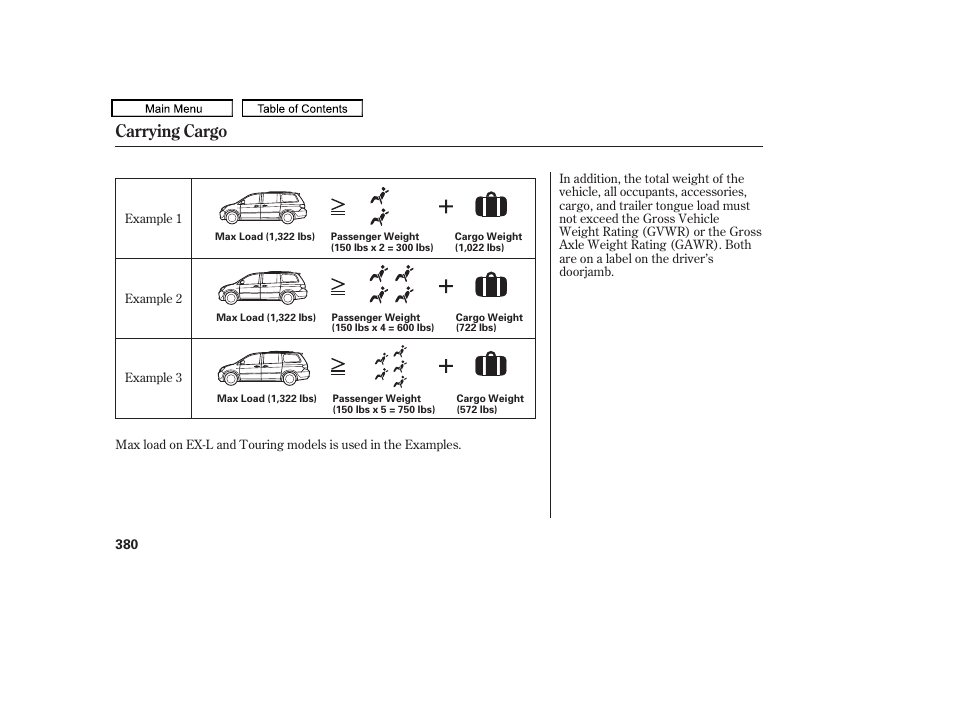 Carrying cargo, 2010 odyssey | HONDA 2010 Odyssey User Manual | Page 383 / 526