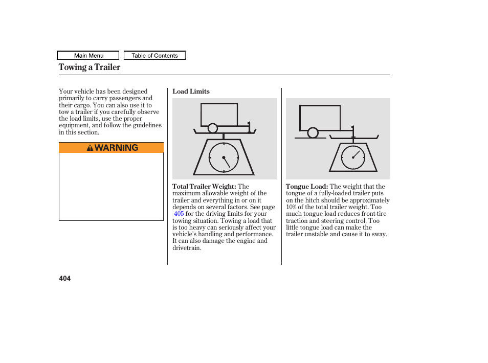 Towing a trailer | HONDA 2010 Odyssey User Manual | Page 407 / 526