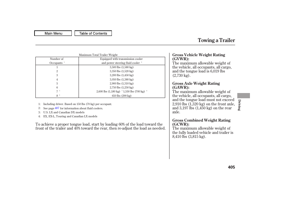 Towing a trailer, 2010 odyssey | HONDA 2010 Odyssey User Manual | Page 408 / 526