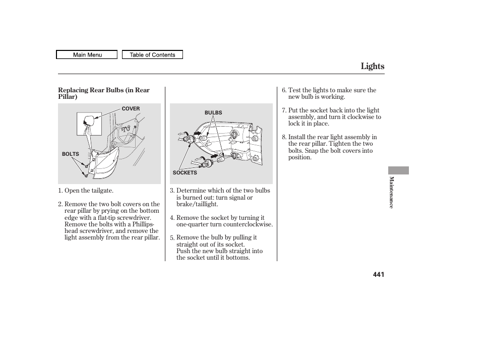Lights | HONDA 2010 Odyssey User Manual | Page 444 / 526