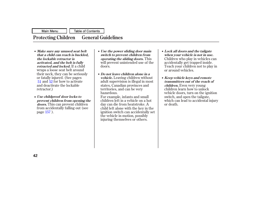 Protecting children general guidelines | HONDA 2010 Odyssey User Manual | Page 45 / 526