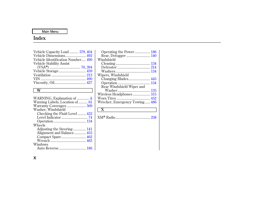 Index | HONDA 2010 Odyssey User Manual | Page 524 / 526