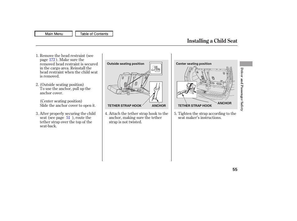 Installing a child seat, 2010 odyssey | HONDA 2010 Odyssey User Manual | Page 58 / 526