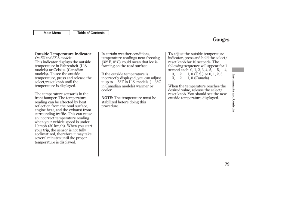 Gauges | HONDA 2010 Odyssey User Manual | Page 82 / 526