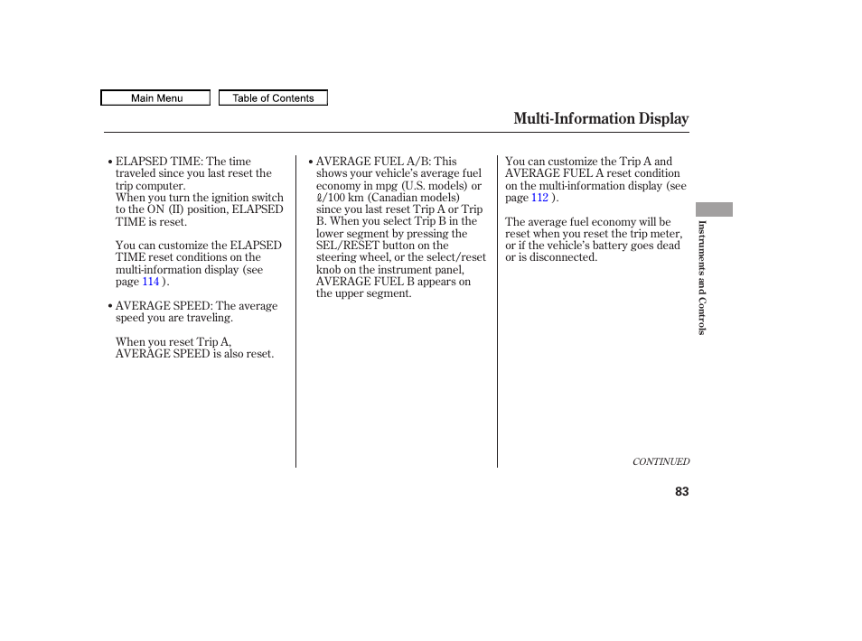 Multi-information display, 2010 odyssey | HONDA 2010 Odyssey User Manual | Page 86 / 526