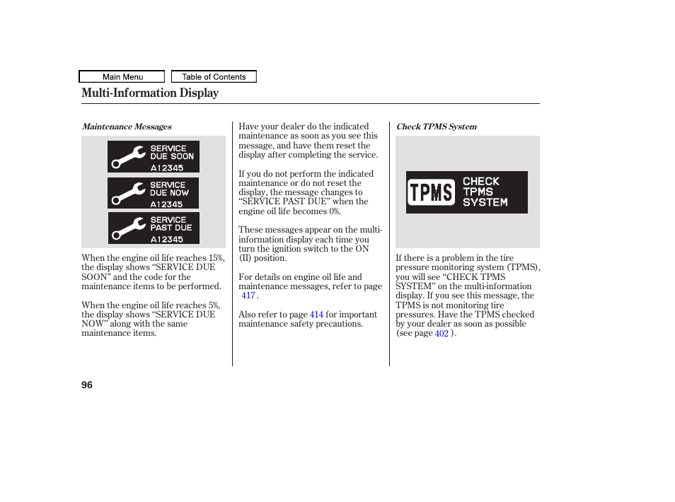 Multi-information display | HONDA 2010 Odyssey User Manual | Page 99 / 526