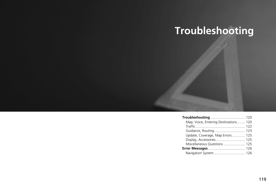 2 troubleshooting p. 119, Troubleshooting, P.119 | HONDA 2013 Accord Crosstour Navigation User Manual | Page 121 / 153