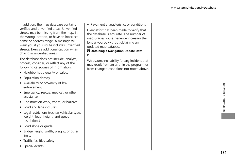 HONDA 2013 Accord Crosstour Navigation User Manual | Page 133 / 153