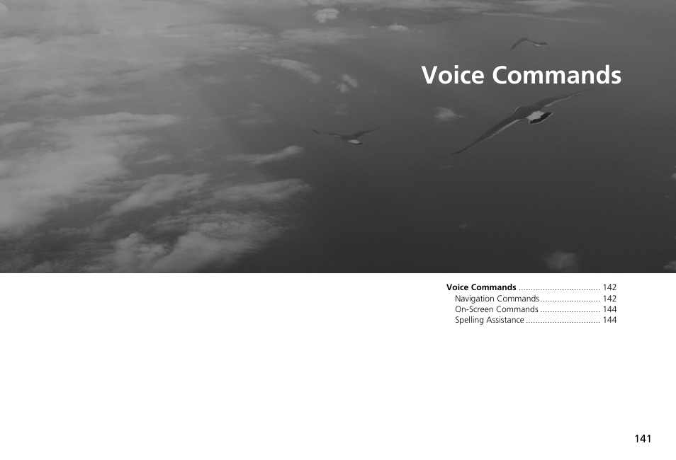 2 voice commands p. 141, Voice commands, P.141 | HONDA 2013 Accord Crosstour Navigation User Manual | Page 143 / 153