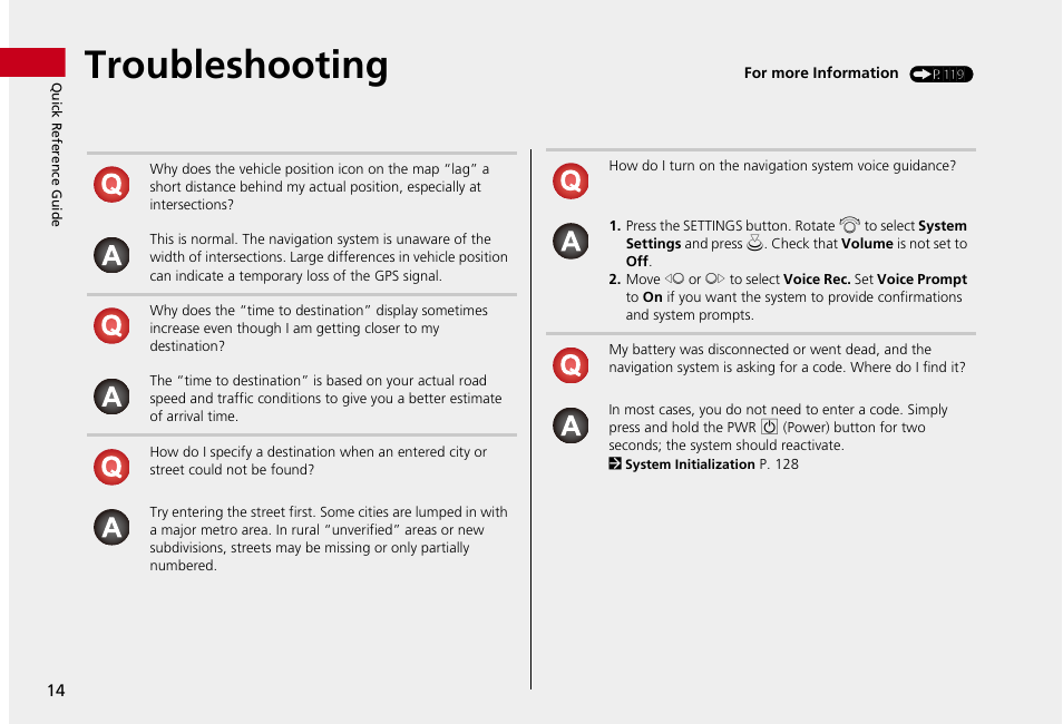 Troubleshooting | HONDA 2013 Accord Crosstour Navigation User Manual | Page 16 / 153