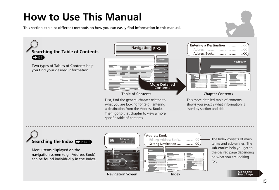 How to use this manual | HONDA 2013 Accord Crosstour Navigation User Manual | Page 17 / 153