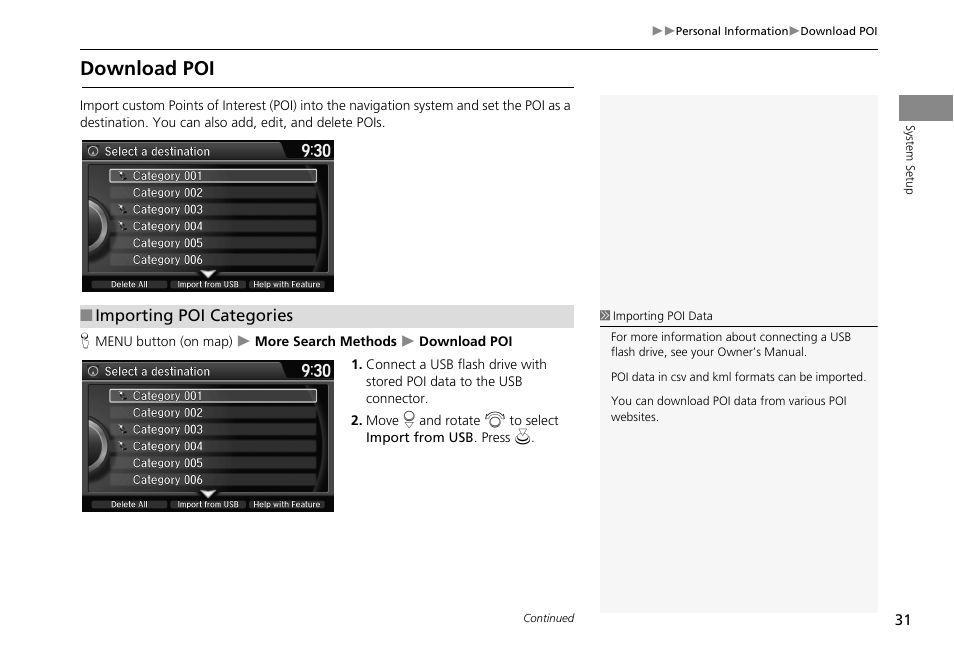 Download poi | HONDA 2013 Accord Crosstour Navigation User Manual | Page 33 / 153
