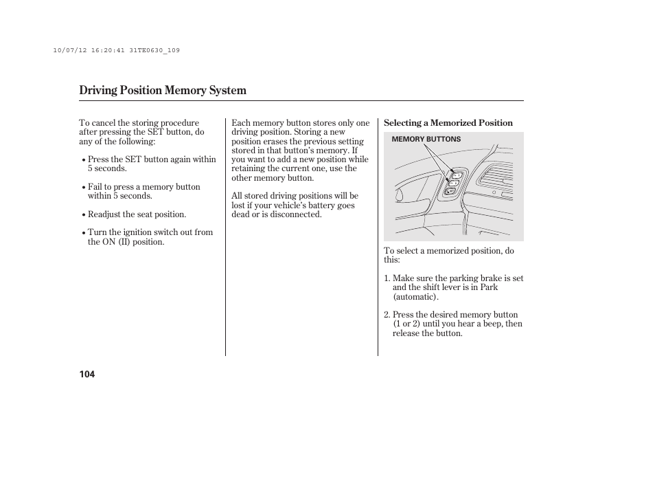 HONDA 2011 Accord Coupe User Manual | Page 110 / 458