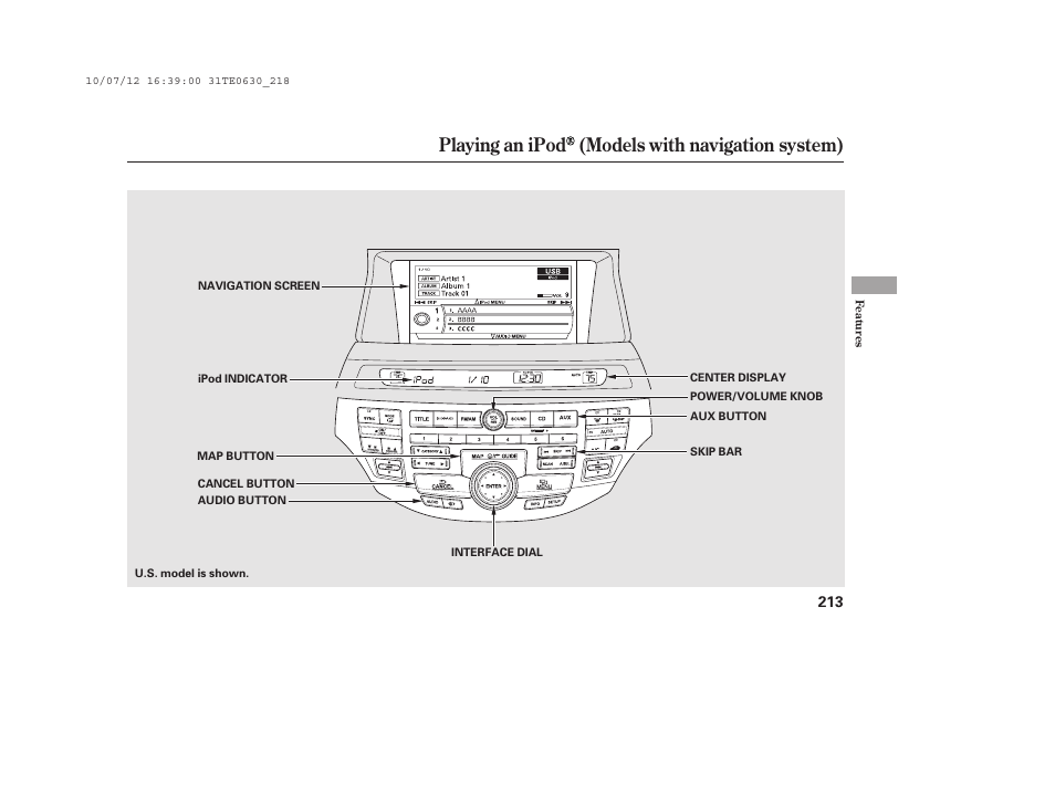 Playing an ipod (models with navigation system) | HONDA 2011 Accord Coupe User Manual | Page 219 / 458