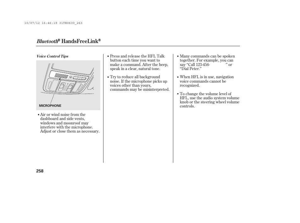 Handsfreelink, Bluetooth | HONDA 2011 Accord Coupe User Manual | Page 264 / 458