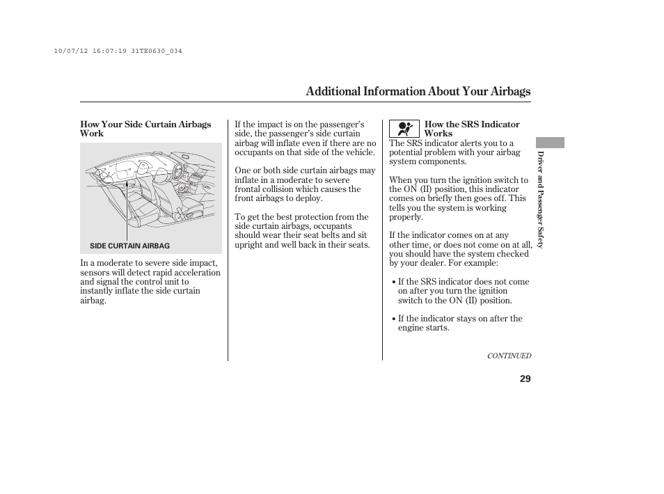 Additional information about your airbags | HONDA 2011 Accord Coupe User Manual | Page 35 / 458