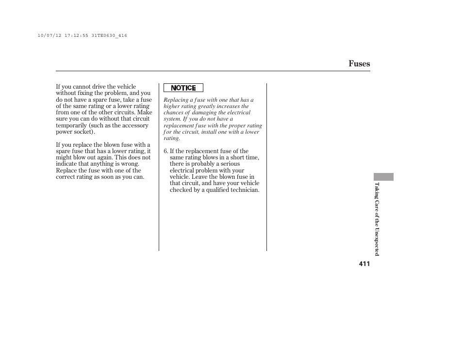 Fuses | HONDA 2011 Accord Coupe User Manual | Page 417 / 458