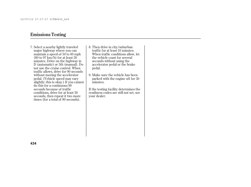 Emissions testing | HONDA 2011 Accord Coupe User Manual | Page 440 / 458