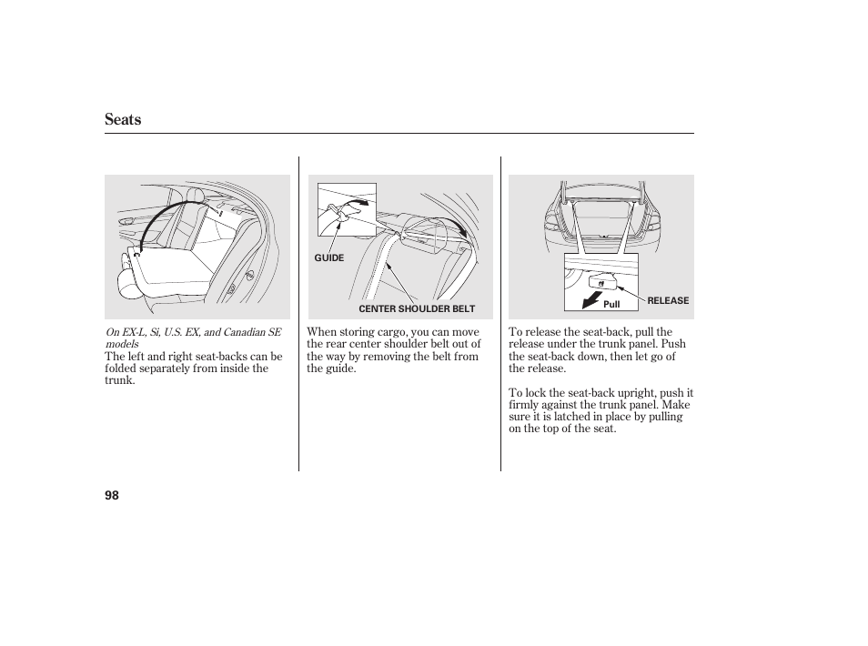 Seats | HONDA 2011 Civic Sedan User Manual | Page 104 / 390