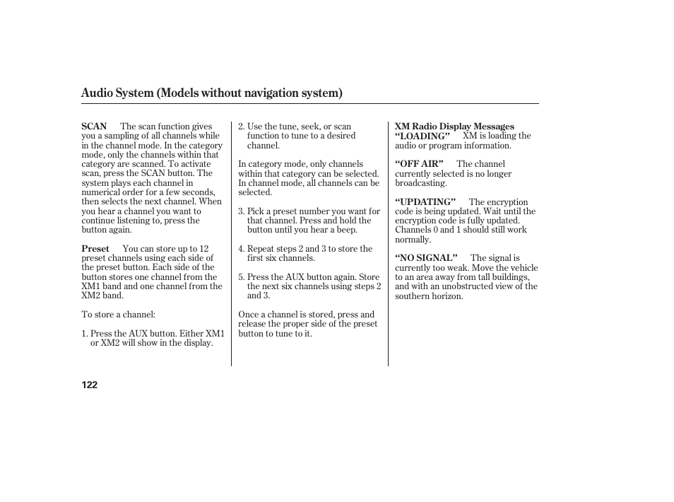 Audio system (models without navigation system) | HONDA 2011 Civic Sedan User Manual | Page 128 / 390