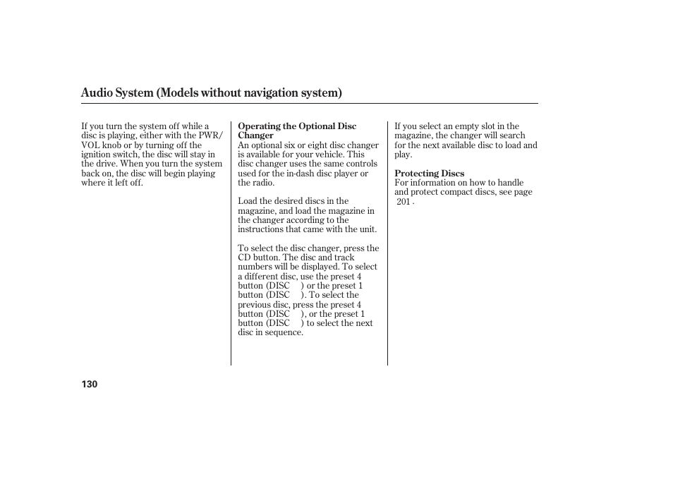 Audio system (models without navigation system) | HONDA 2011 Civic Sedan User Manual | Page 136 / 390