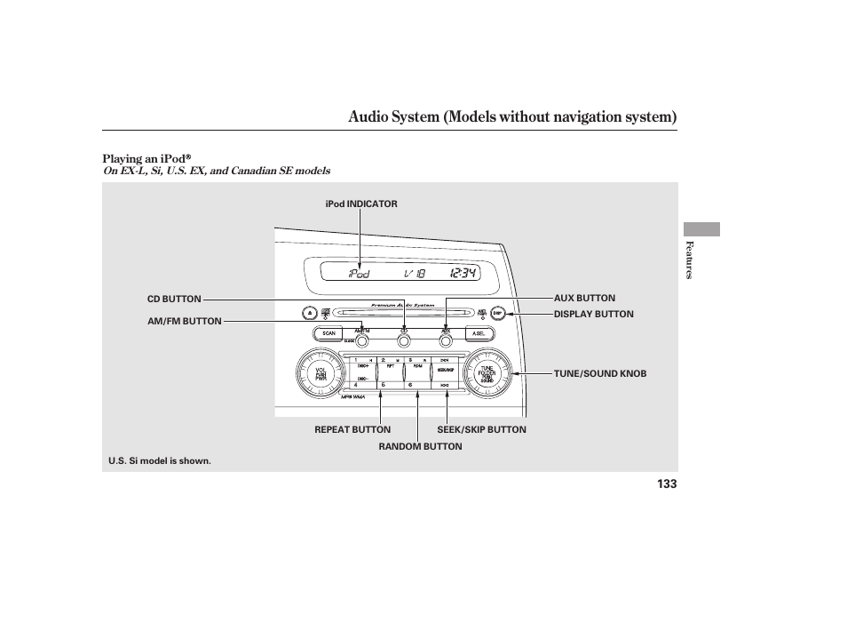 Audio system (models without navigation system) | HONDA 2011 Civic Sedan User Manual | Page 139 / 390