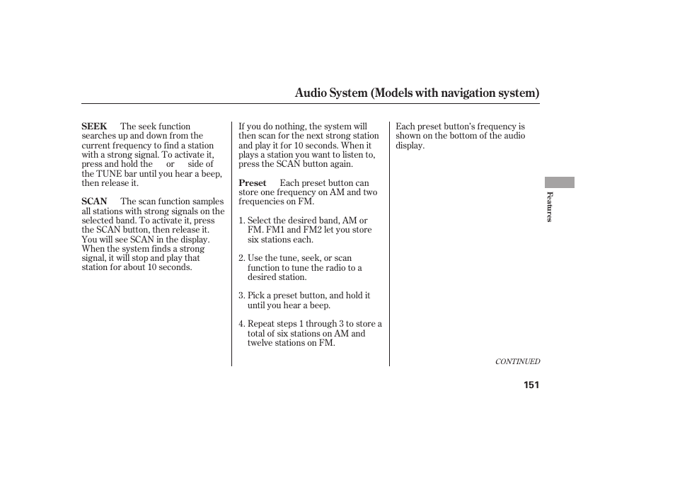 Audio system (models with navigation system) | HONDA 2011 Civic Sedan User Manual | Page 157 / 390