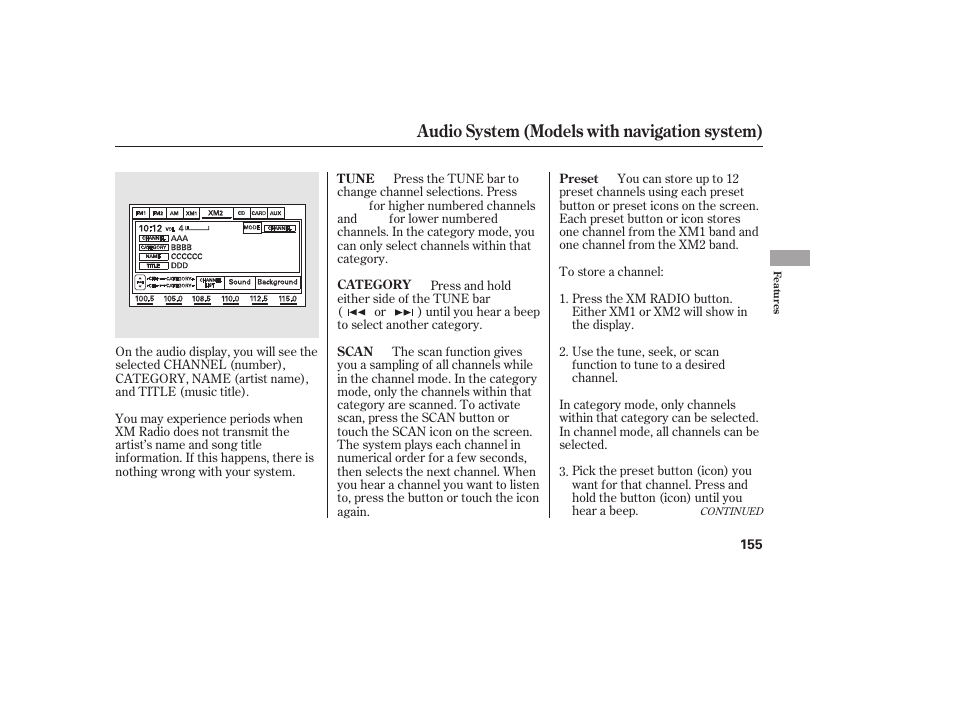 Audio system (models with navigation system) | HONDA 2011 Civic Sedan User Manual | Page 161 / 390