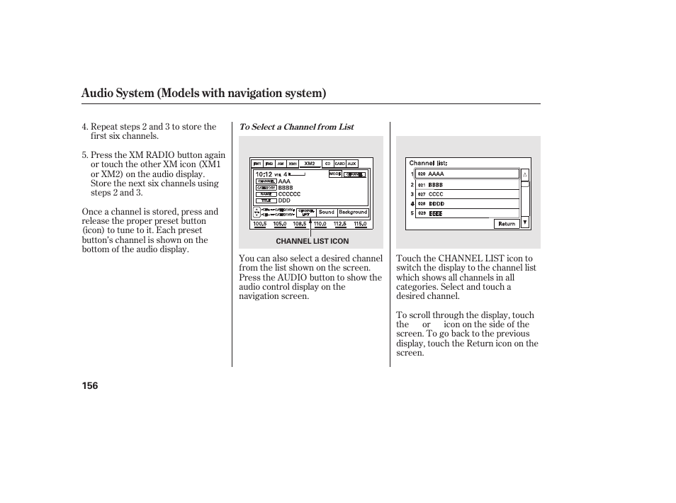 Audio system (models with navigation system) | HONDA 2011 Civic Sedan User Manual | Page 162 / 390