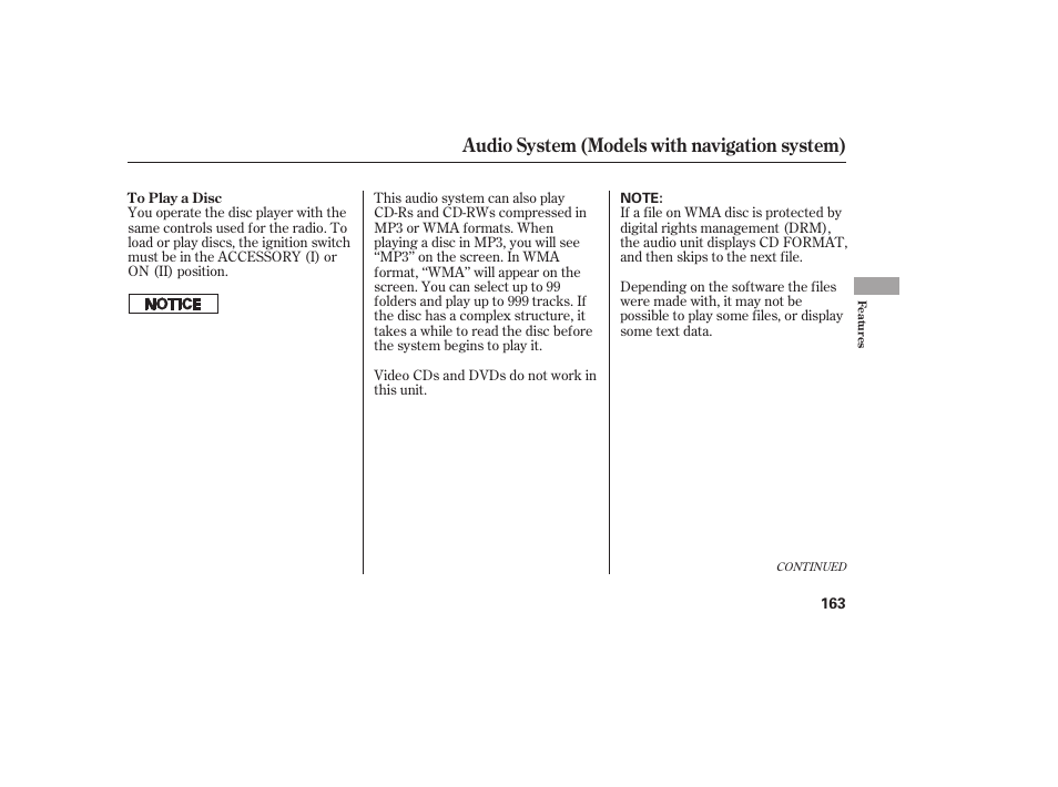 Audio system (models with navigation system) | HONDA 2011 Civic Sedan User Manual | Page 169 / 390