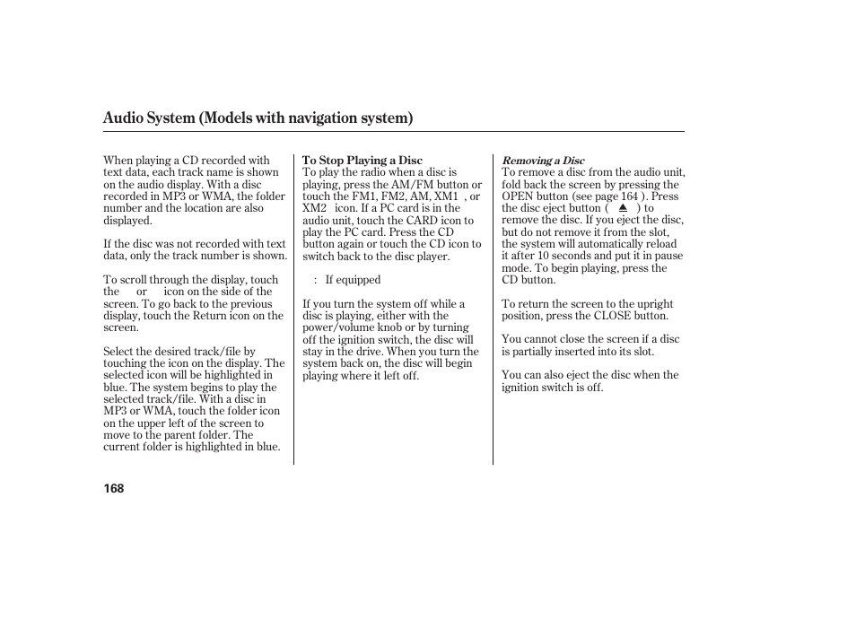 Audio system (models with navigation system) | HONDA 2011 Civic Sedan User Manual | Page 174 / 390