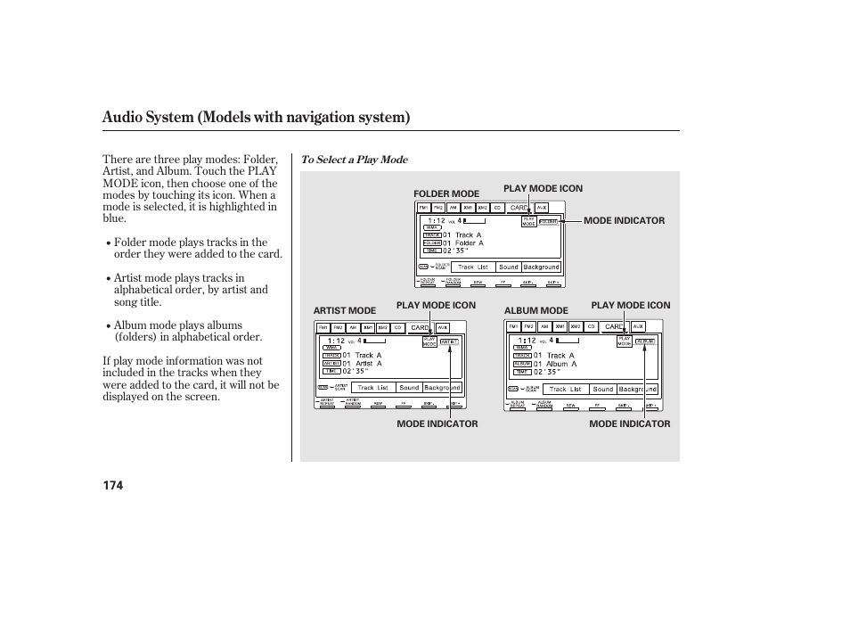 Audio system (models with navigation system) | HONDA 2011 Civic Sedan User Manual | Page 180 / 390