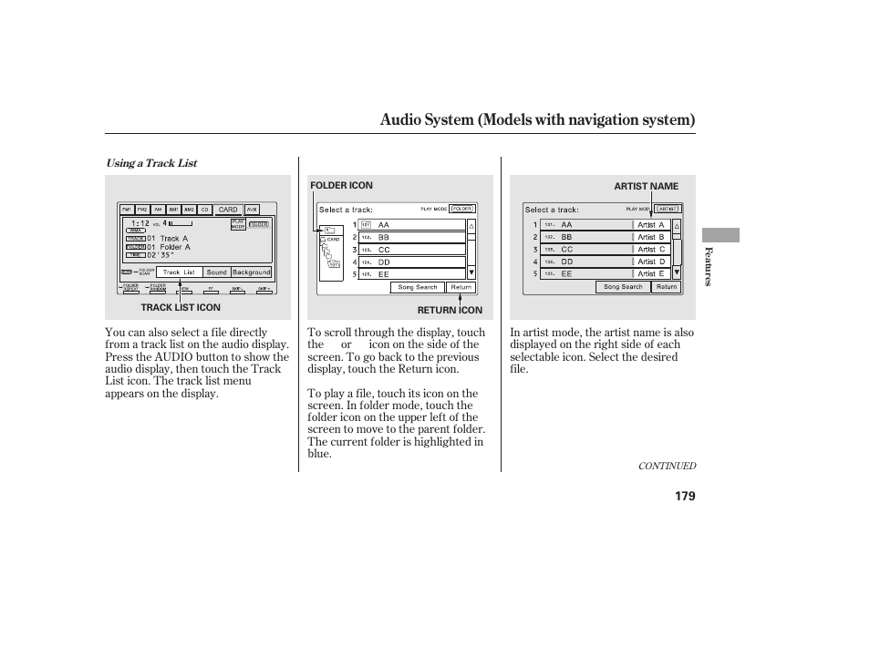 Audio system (models with navigation system) | HONDA 2011 Civic Sedan User Manual | Page 185 / 390