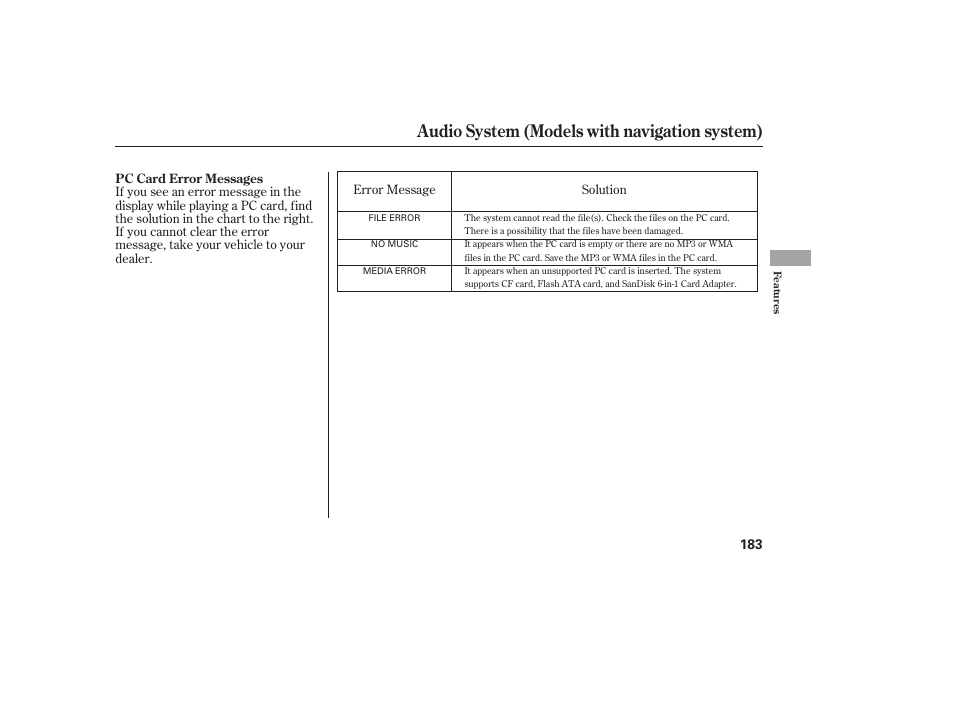 Audio system (models with navigation system) | HONDA 2011 Civic Sedan User Manual | Page 189 / 390