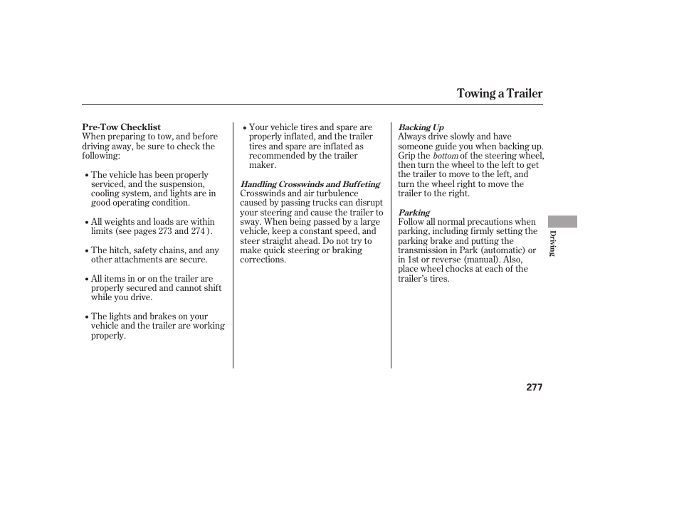 Towing a trailer | HONDA 2011 Civic Sedan User Manual | Page 283 / 390