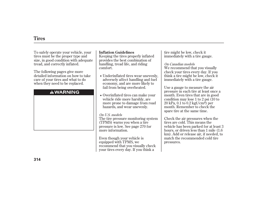 Tires | HONDA 2011 Civic Sedan User Manual | Page 320 / 390