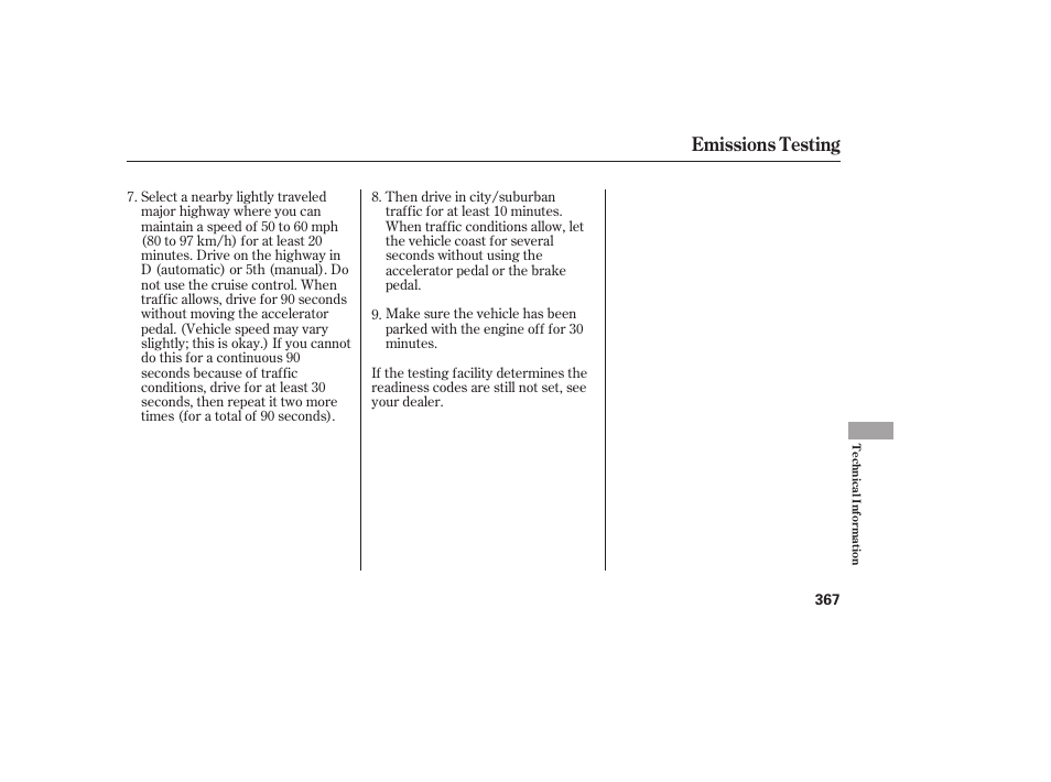 Emissions testing | HONDA 2011 Civic Sedan User Manual | Page 373 / 390