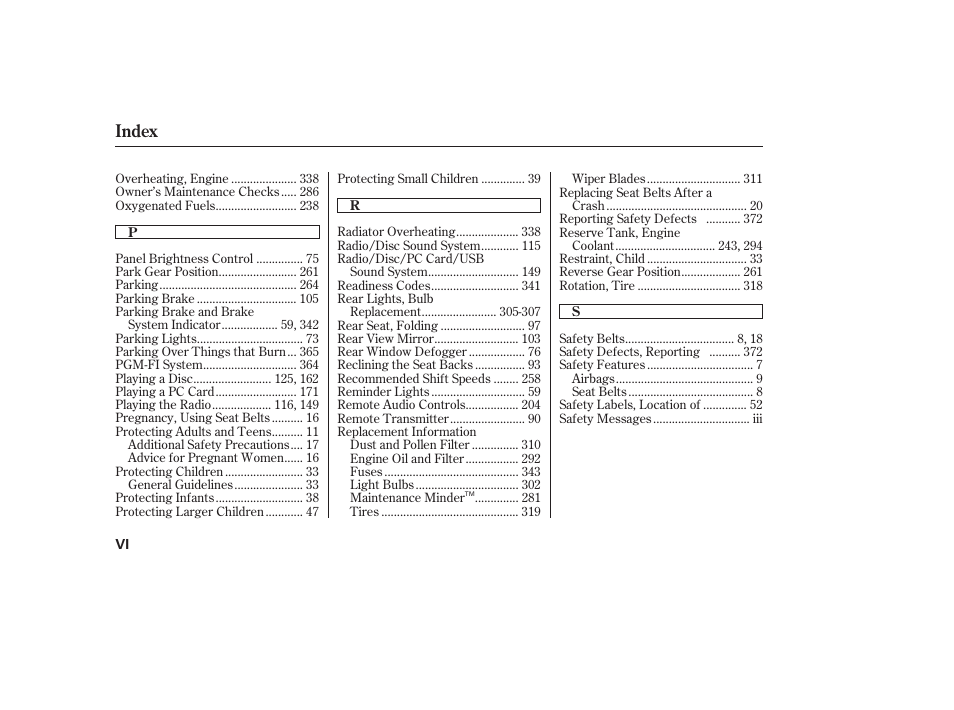 Index | HONDA 2011 Civic Sedan User Manual | Page 386 / 390