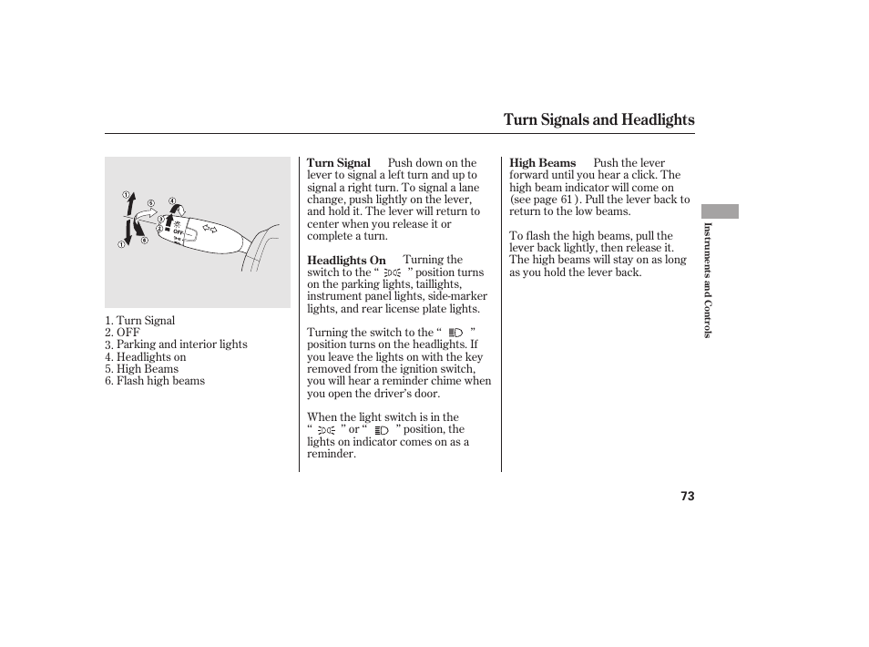 Turn signals and headlights | HONDA 2011 Civic Sedan User Manual | Page 79 / 390