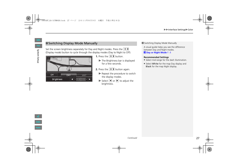 P27) | HONDA 2013 Insight Navigation User Manual | Page 28 / 202