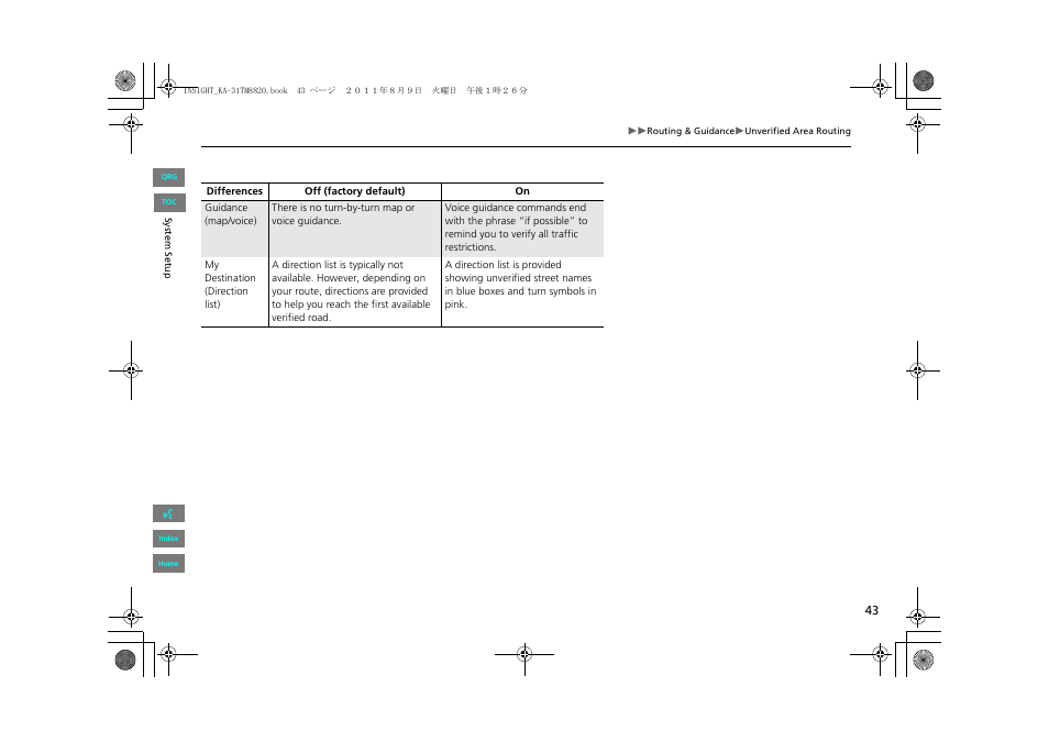 HONDA 2013 Insight Navigation User Manual | Page 44 / 202